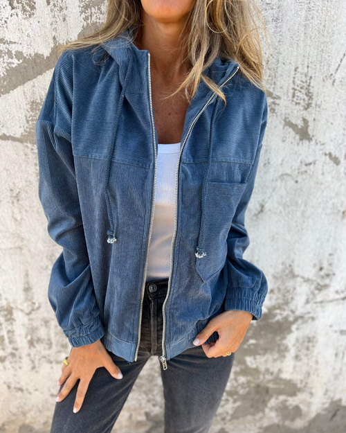 Ella™ | Cord-Kapuzenjacke mit Reißverschluss